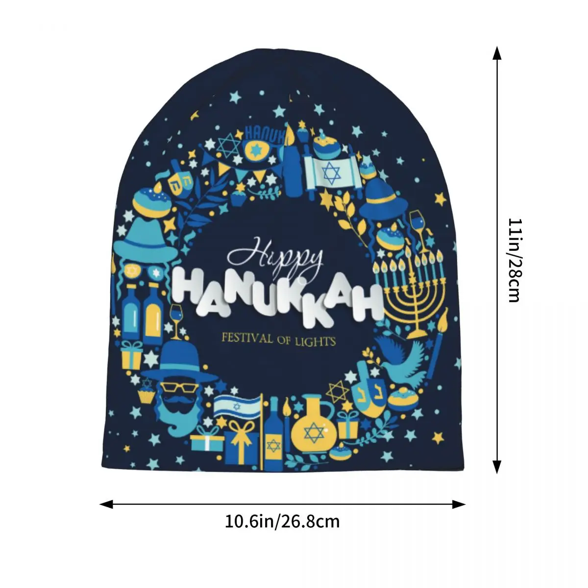 Hanukkah Bonnet Hats Fashion Street Skullies Beanies Hat for Men Women Warm Dual-use Caps