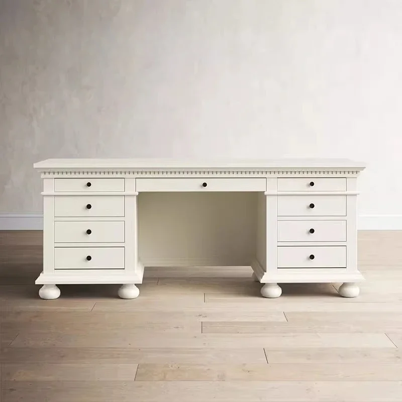 

Solid wood desk bookcase integrated writing desk student home simple study table