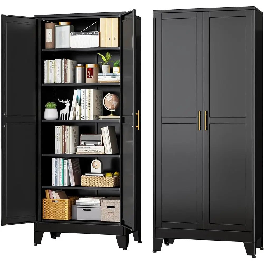 

75 Tall Metal Cabinet for Home Office, Kitchen Pantry, Adjustable Shelves, Tool Storage