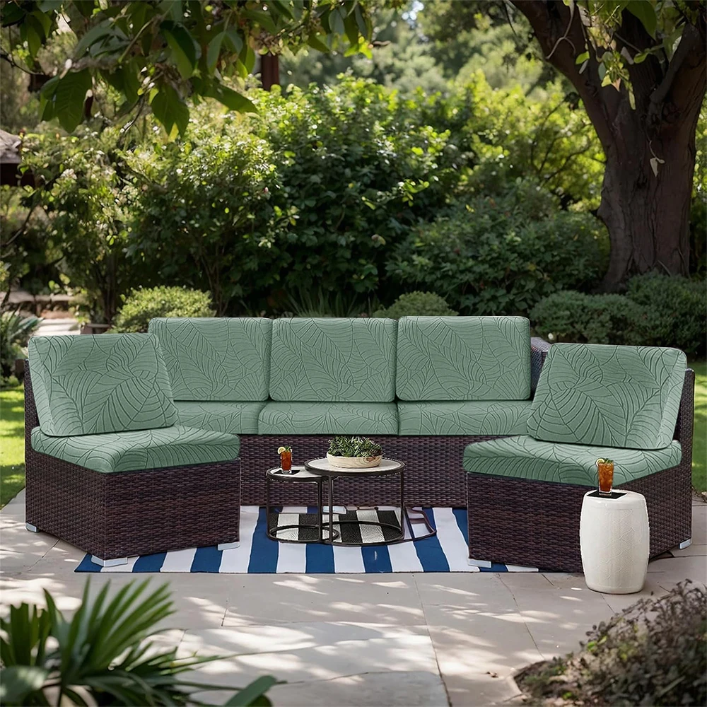 Jacquard Stretchy Sofa Covers for Garden Solid Colors Patio Sofa Sectional Cover Courtyard Decor Removable Sofa Case 1pc