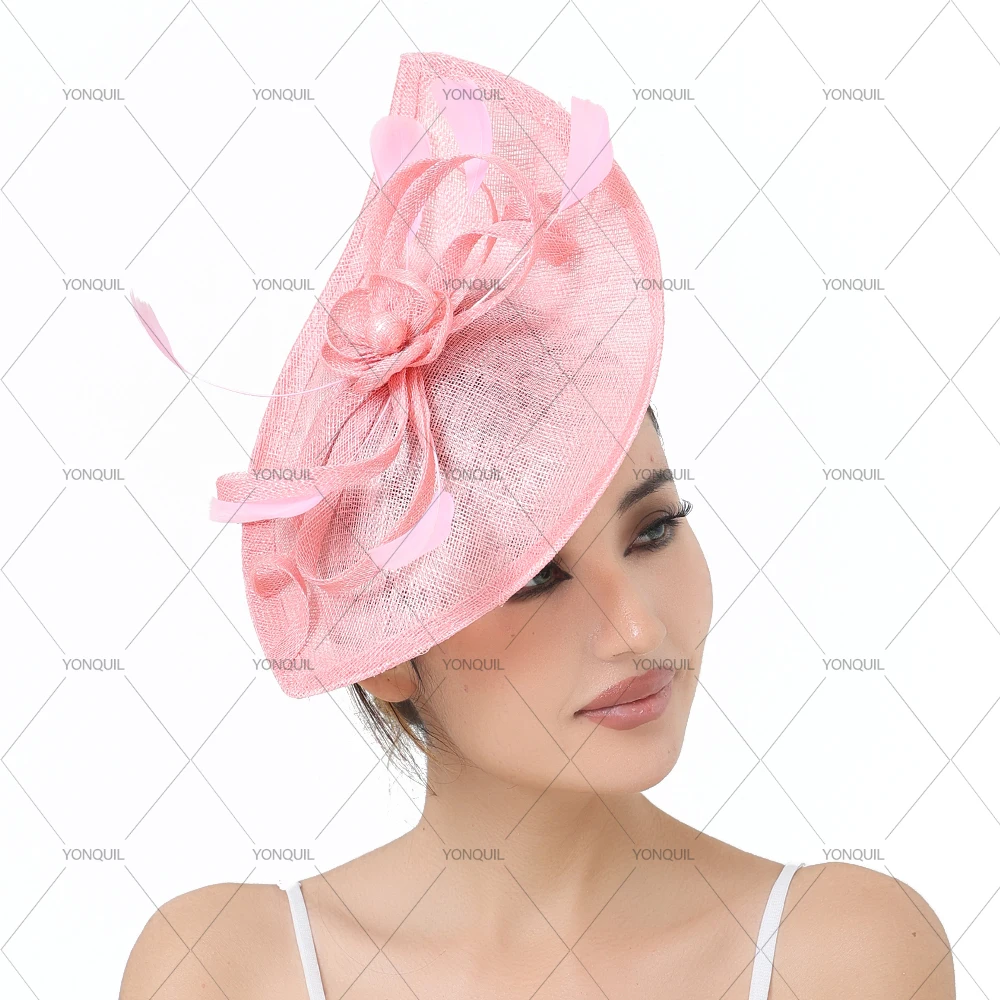 Fancy Sinamay Feather Fascinator Hat 32cm X 21cm Cute Bridal Girls Headwear Hair Bands Hair Accessories for Women