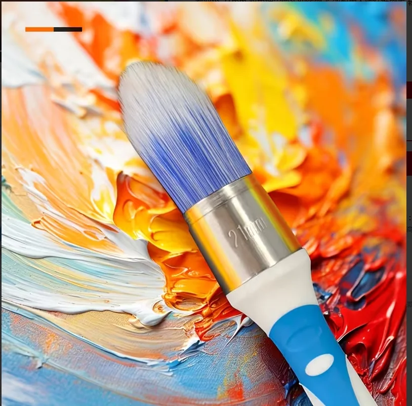 21mm Two‑Color Round Paint Brush Synthetic Bristles Ergonomic Handle for Furniture Repair Craft Decoration