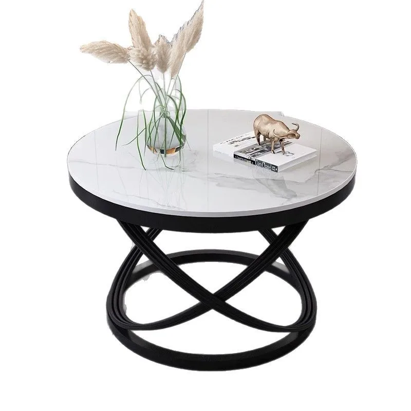 

Rock slab coffee table light luxury modern living room round tea table combination sofa side table