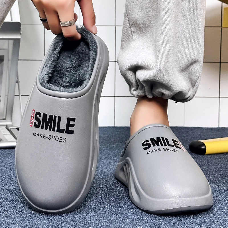 

Winter Plush Fur Clogs Men Women Slippers Warm Furry Slippers Waterproof Concise Indoor Home Cotton Shoes Casual Fluffy Slides