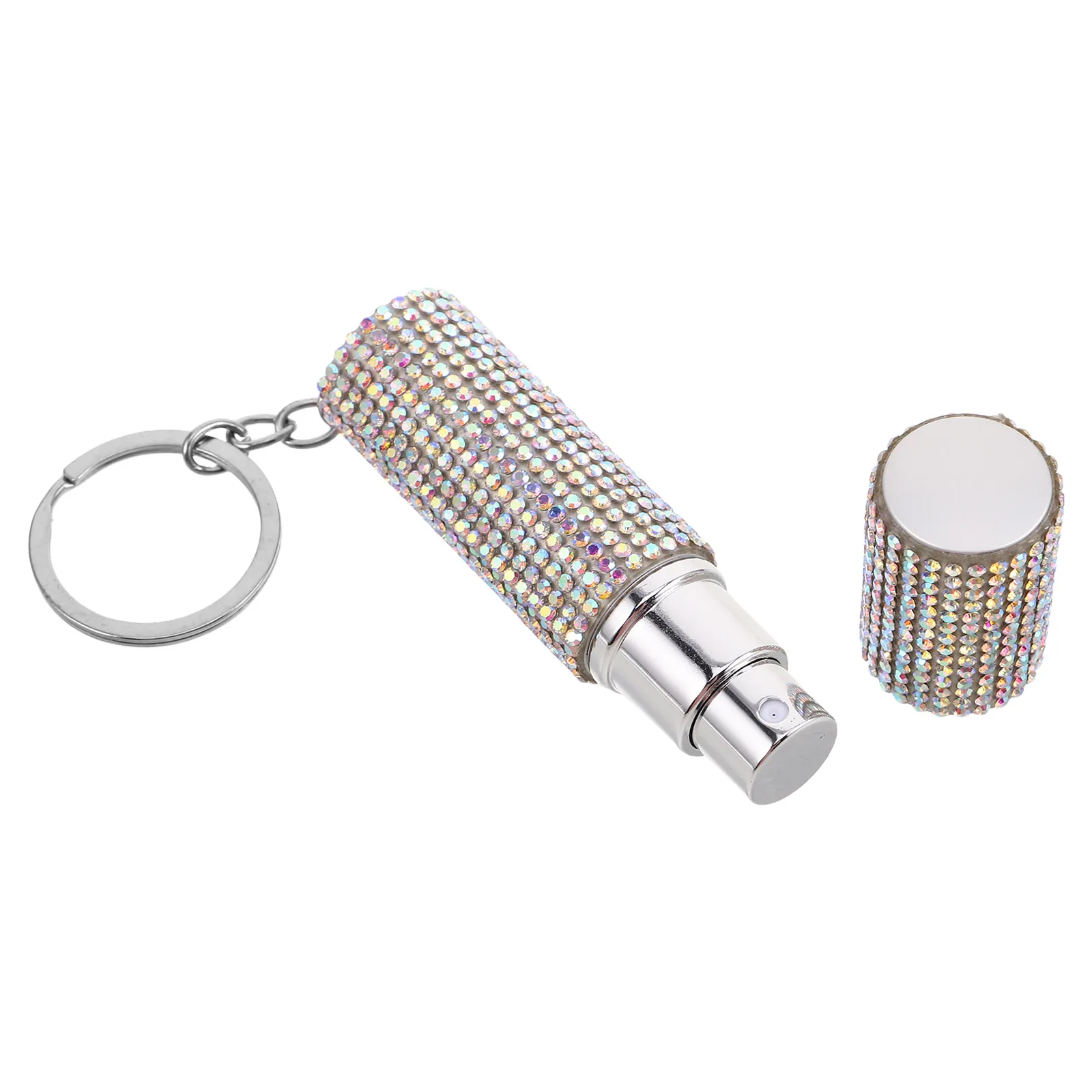 

Portable Perfume Refill Bottle Rhinestone Decorative Travel Container Keychain for Women Fashion Bag Charm Storage