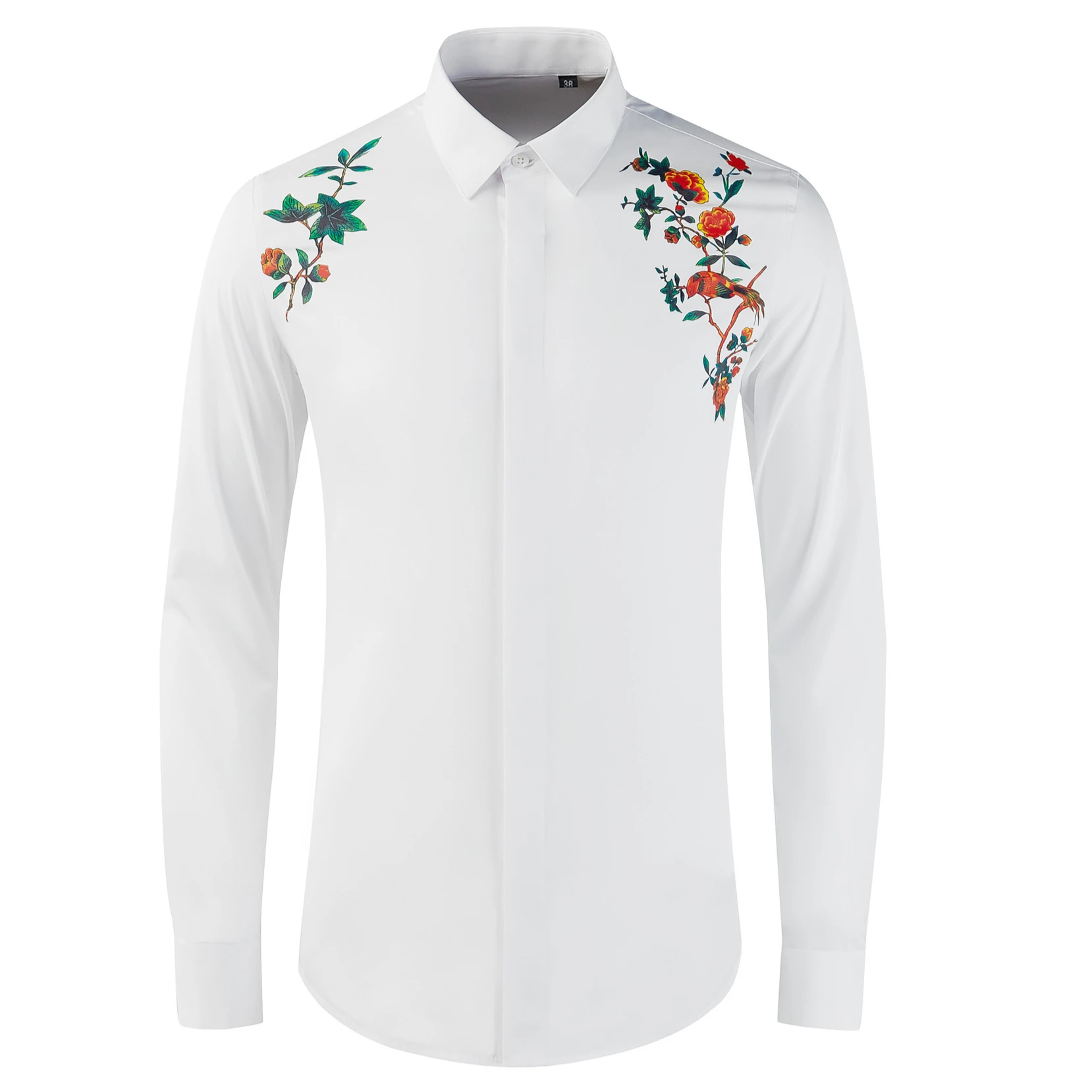 

High End Art Flower Men's Shirt Slim Fit Long Sleeve Shirts Casual Business Social Formal Dress Shirt Comfortable Men Clothing