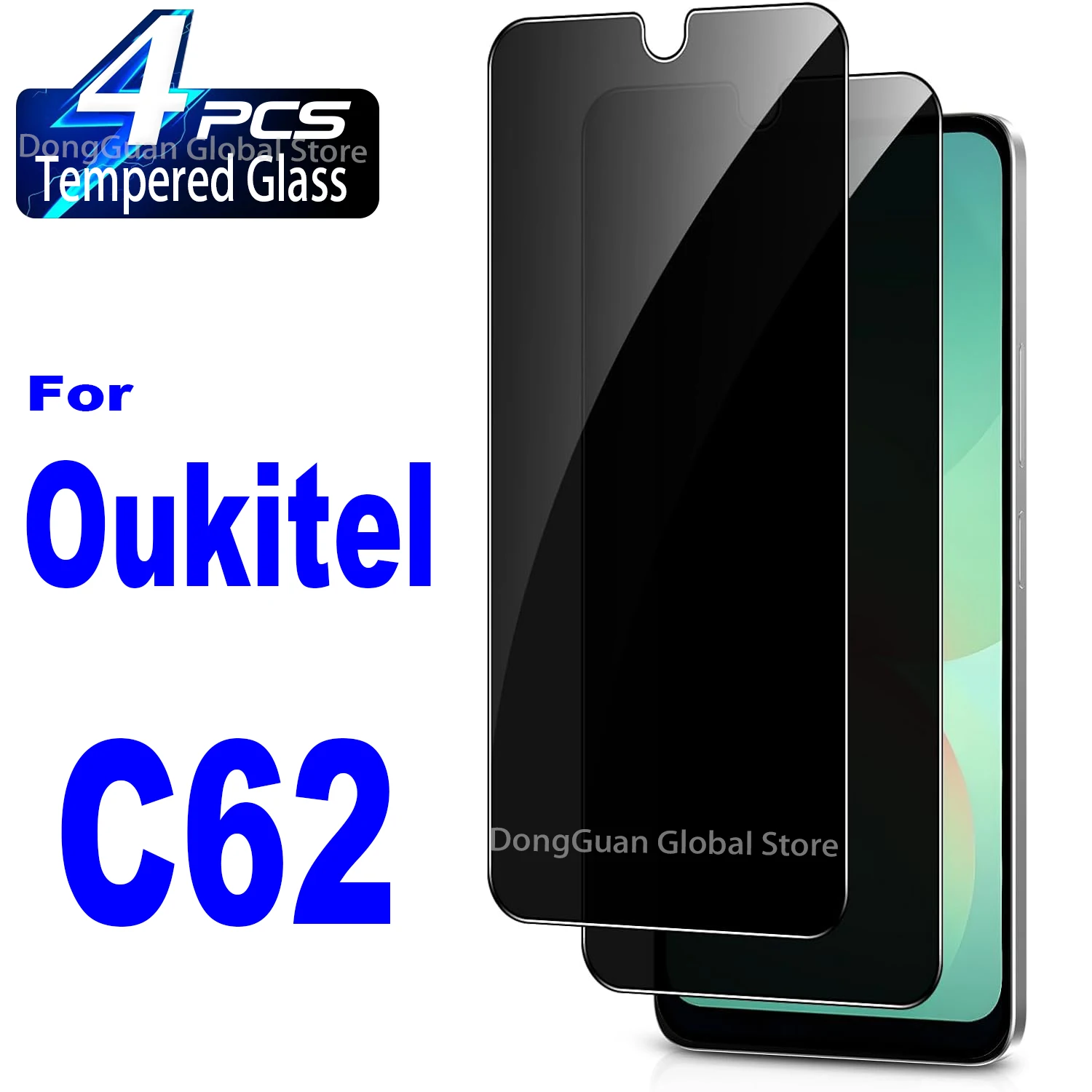 2/3/4Pcs Tempered Glass For Oukitel C62 / C62 Pro Anti Spy Tempered Glass Protector Privacy Screen Film