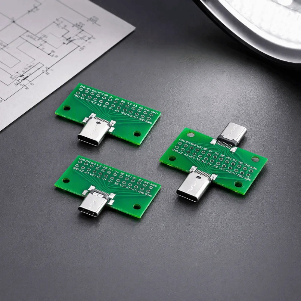 New Male to Female USB Type-C Adapter 2.54mm Pitch 24 Pin USB 3.1 PCB Adapter Data Transfer Type-C Connector For Data Line