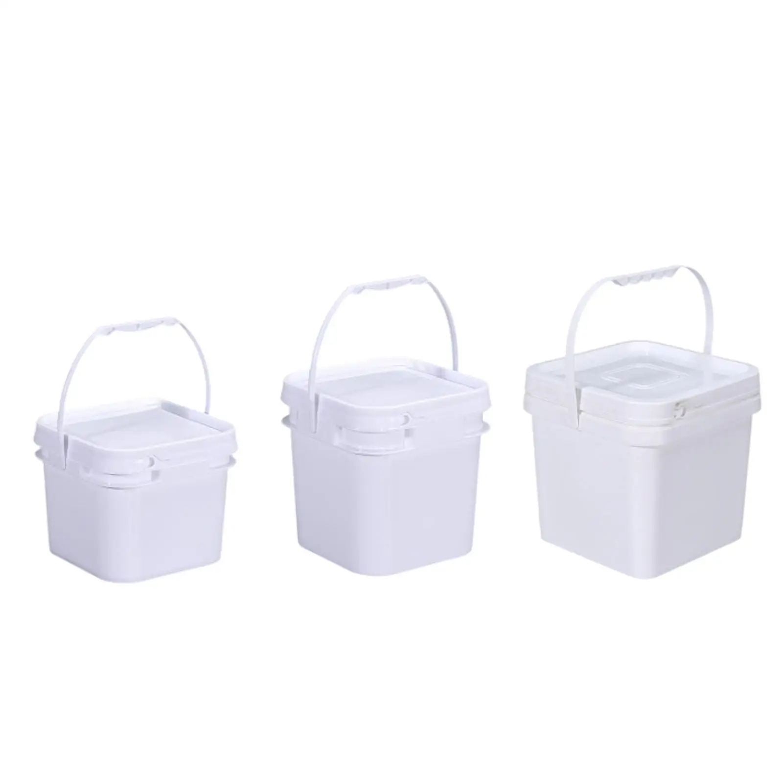 Square Paint Pail with Handle Lid Container for Camping Travel Dormitory