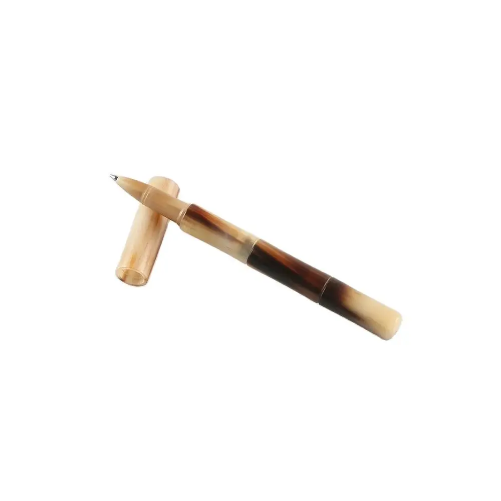 

Writing Stationery Luxury Unique Customized Handmade Bamboo Shape Buffalo Horn Black Ink Signature Roller Gel Ball Ballpoint Pen