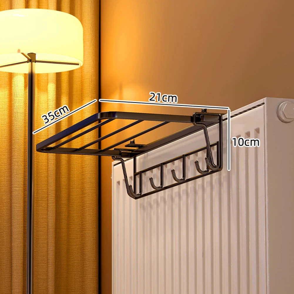 1pc Black / White 35cm Heating Radiator Towel Rail Hanging Cloth Hanger Storage Holder Accessories For Home Improvement