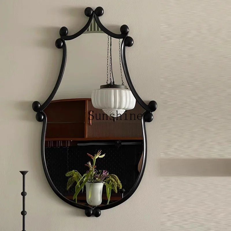 

Medieval French retro wall-mounted fireplace mirror entrance decorative mirror