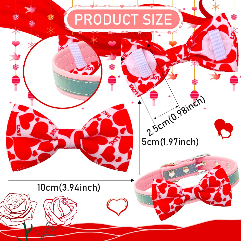 1PC Removable Dog Bowtie For Collar Valentine's Dog Bow Tie Collar Accessories For Dogs Pets Grooming Pet Accessories