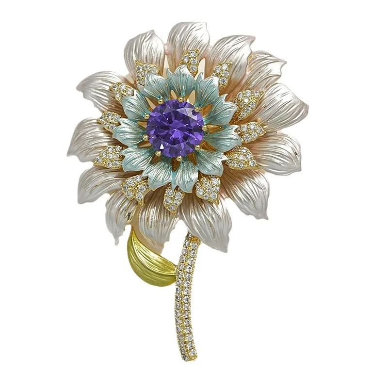 

Luxury High-fixed Multi-layer Three-dimensional Sunflower Brooch. Heavy Industry Upscale Coat Coat Dress Corsage. Exquisite Gift