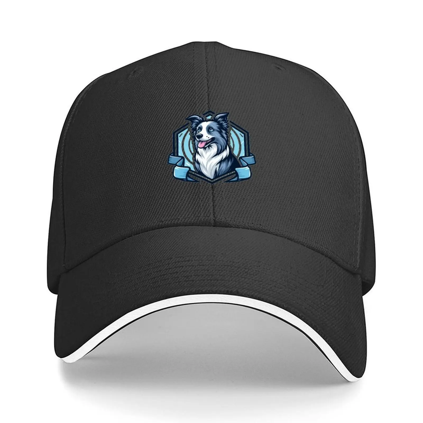 

Border Collie Blue Merle Herding Dog Cartoon Illustration Baseball Cap Hip Hop Sun Cap Hats Man Women's