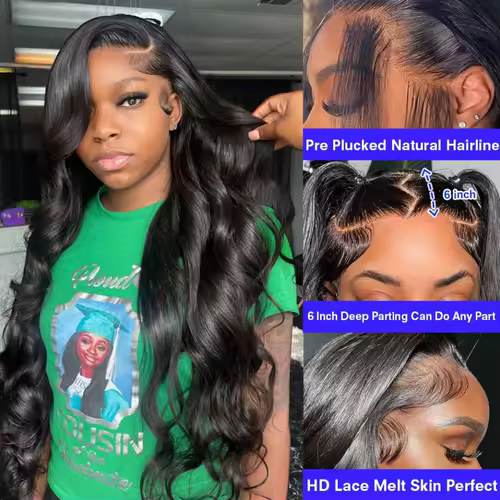 Body Wave Human Hair Wigs 13x6 Hd Lace Frontal Wigs 220 Density 40 Inch For Black Women Pre Plucked Loose Wave Lace Frontal Wig - Image 4