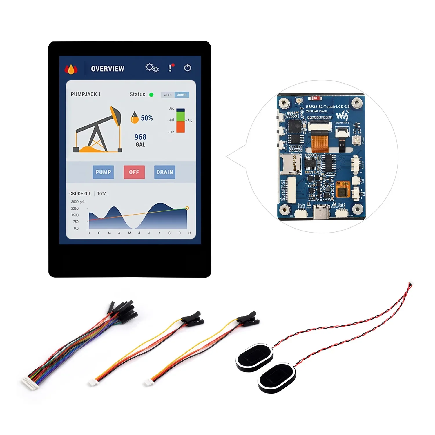 Waveshare ESP32-S3 2.8inch Capacitive Touch Display Development Board,IPS, With Onboard Antenna, ESP32 With Display 240×320
