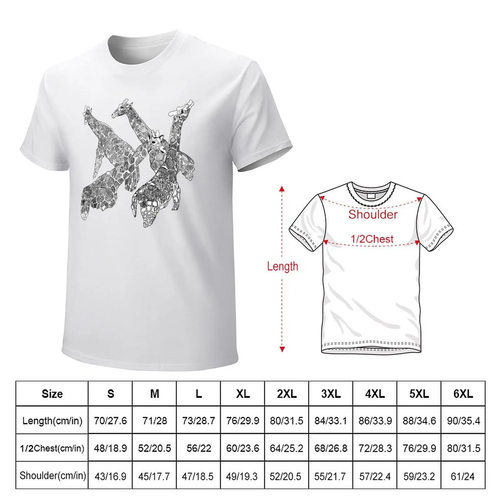 Giraffe Zentangles T-shirt customizeds quick-drying men t shirt