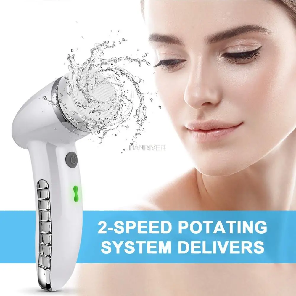 Facial Cleansing Brush Sonic Vibration Mini Face Cleaner Silicone Deep Pore Cleaning Electric Waterproof Massage with 4 Heads