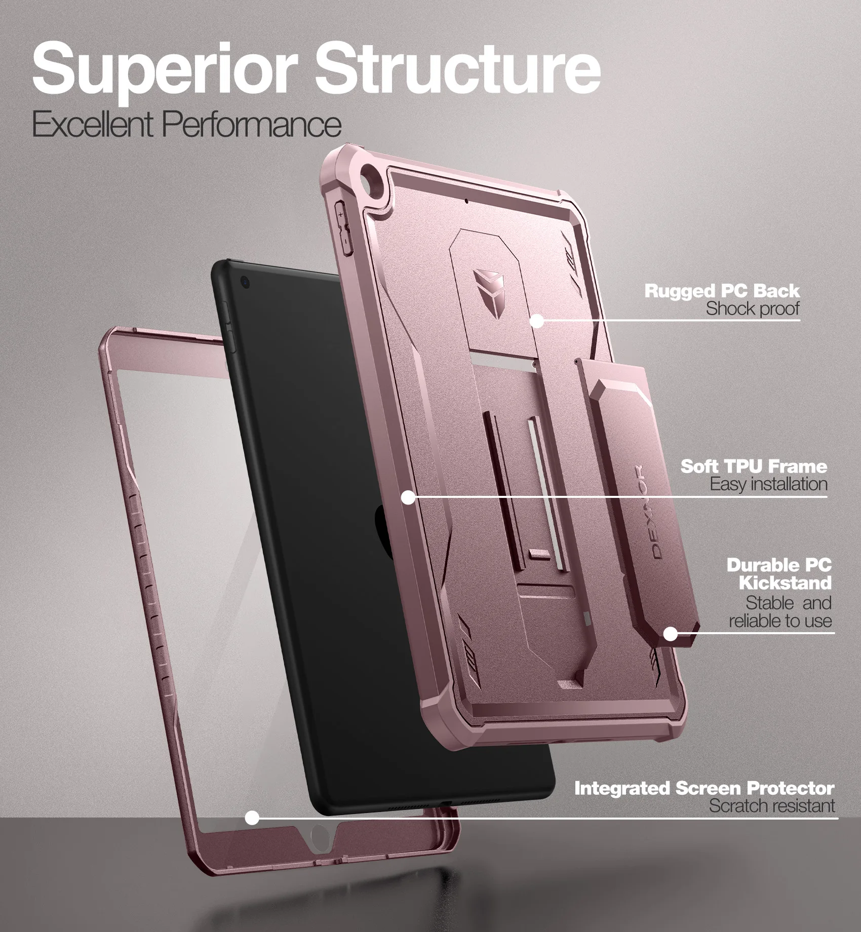 For iPad 9th /8th /7th Generation Case 10.2 Inch Case Kickstand with Pen Holder Heavy Duty Shockproof Full Body Protective Cover