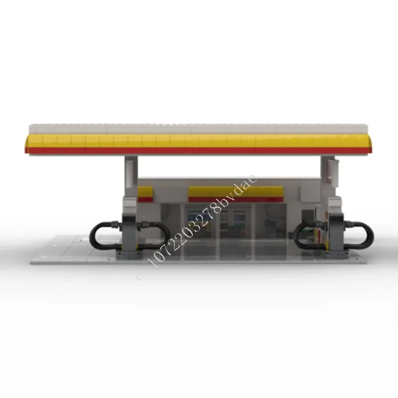 1138PCS Gas Station Modular MOC Creative Street View ชุดบล็อกอาคารสถาปัตยกรรม DIY การศึกษาประกอบของเล่นของขวัญ