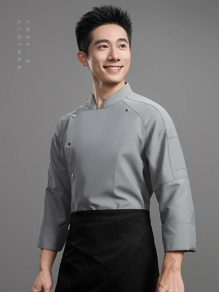سترة الطاهي الرجالية بأكمام طويلة ملابس عمل احترافية للمطبخ والفنادق والمطاعم والطهاة chaqueta hombre
