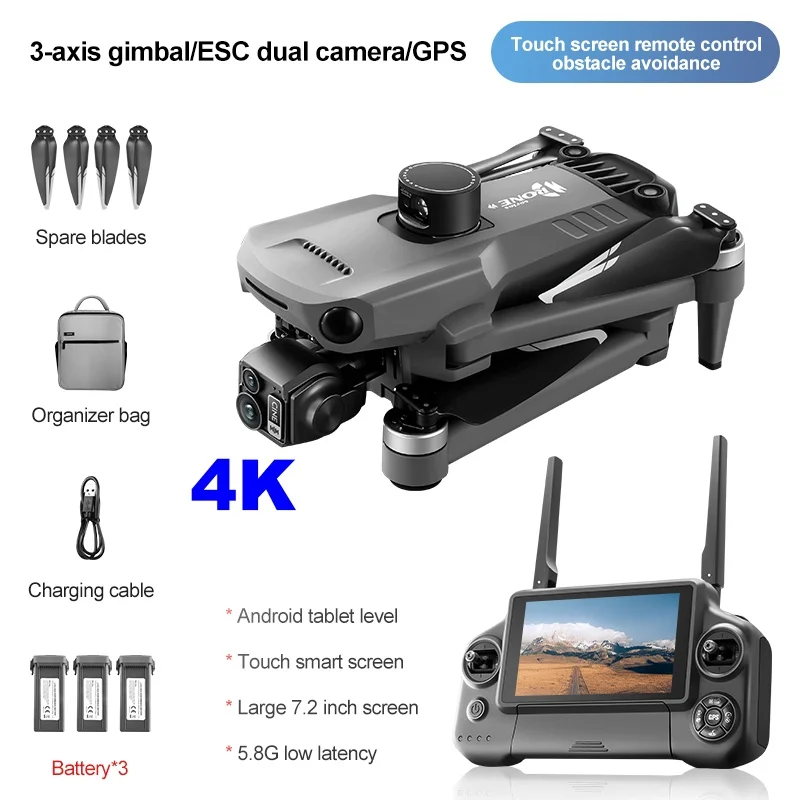 Nieuwe 8K GPS Drone 3-assige gimbal met touchscreen Professionele HD-camera FPV 360 ° Telescopisch obstakelvermijding borstelloos Dron-speelgoed