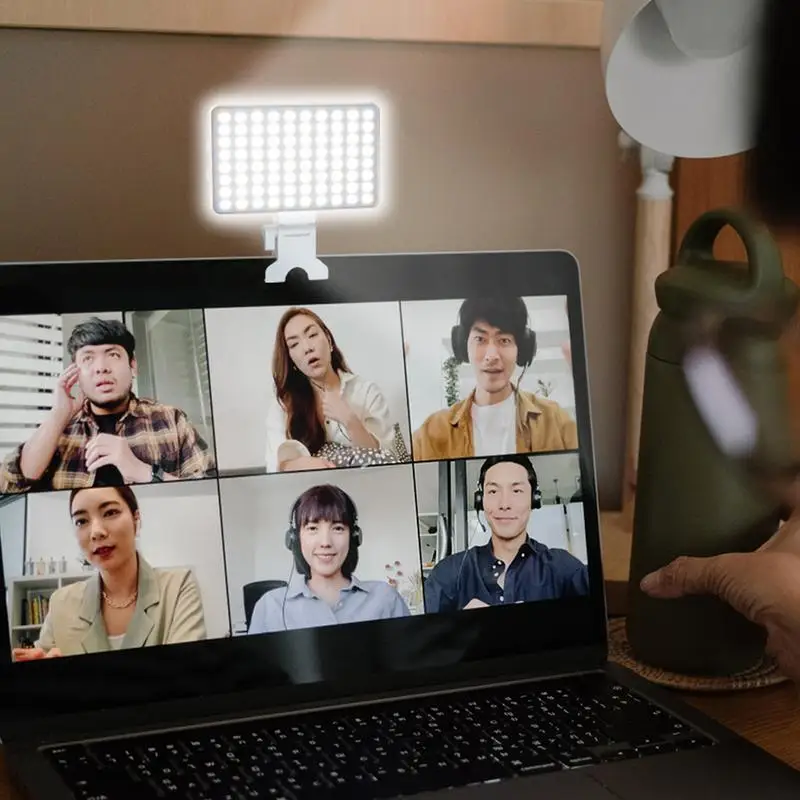 Phone Conference Light Video Light Portable Handheld Makeup Light Rechargeable Video Light With 2 Ports 3 Mode Clamp-On Photo