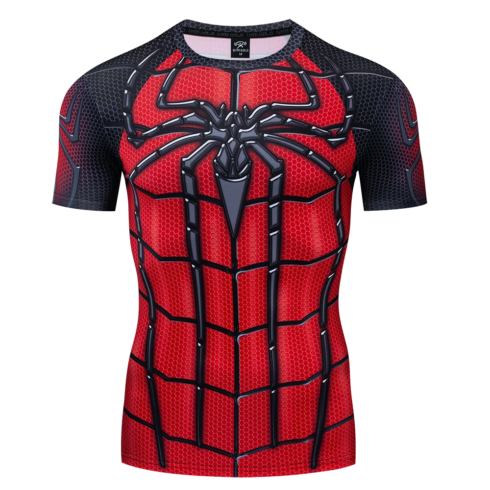 New Fashion Spider Print Pattern Men's T-shirt Outdoor Fitness Sports Short Sleeve T-shirt Summer Loose Quick Drying Casual Pull