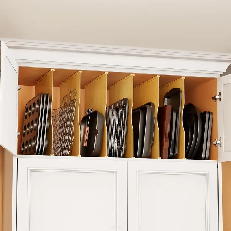 6 Pack Tray Dividers for Cabinets Pressboard Kitchen Cookie Baking Sheet Organizer for Cabinet Vertical Pan and Trays