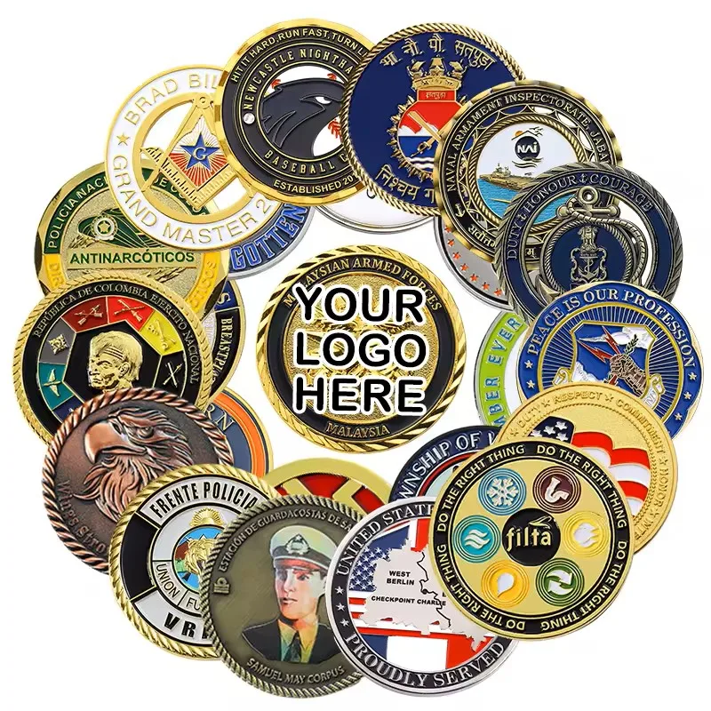 Free Design Customized Coin Stamping Dies 3D Zinc Alloy Challenge Coin Custom Engravable Metal Gold Commemorative Souvenir Coin