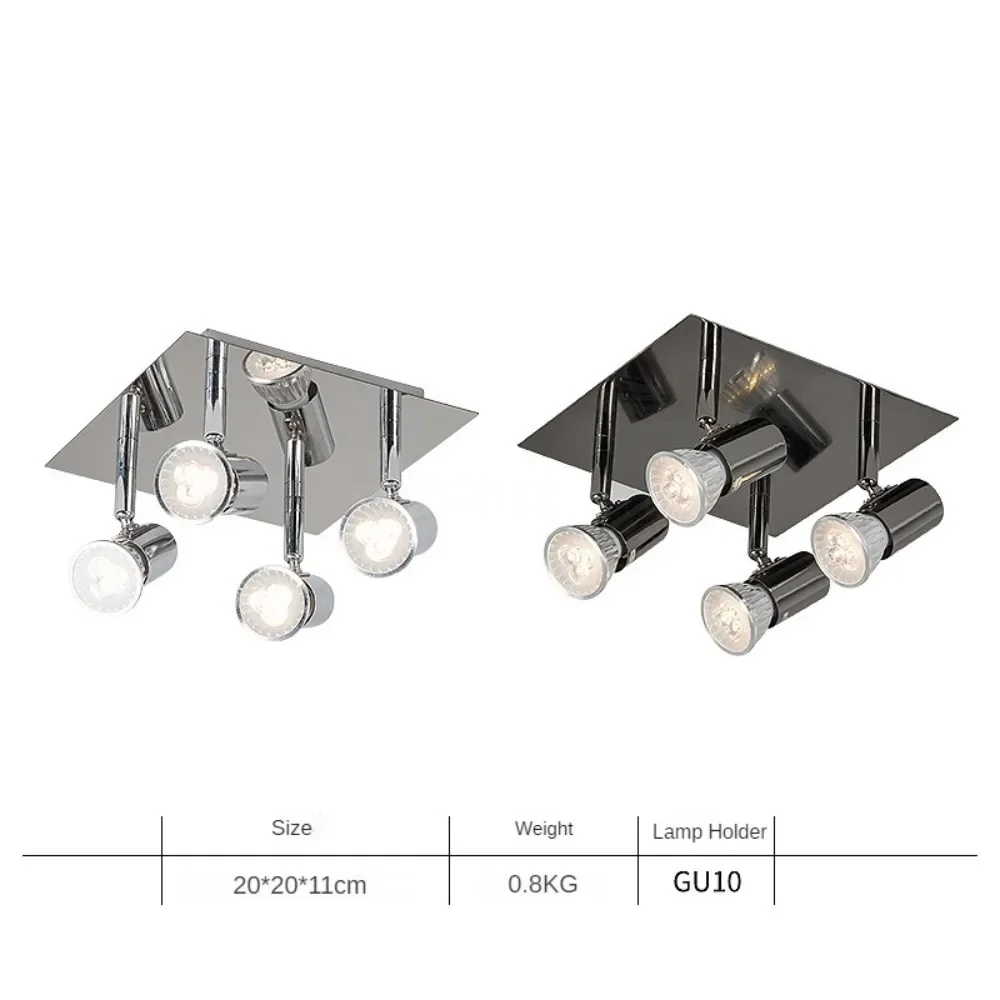 โคมไฟกลางคืนทรงสี่เหลี่ยมแบบหลายเสาไฟติดเพดานทันสมัยโคมไฟ4 GU10โคมไฟหัวลอฟท์ที่ยึดโคมไฟสไตล์วินเทจการตกแต่งบ้าน