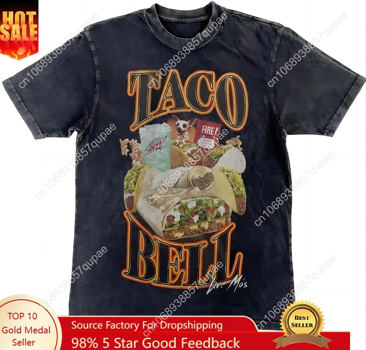 

Bellelement Graphic Print Vintage Acid Wash T-Shirt Short Sleeves Hip Hop Tee Tops