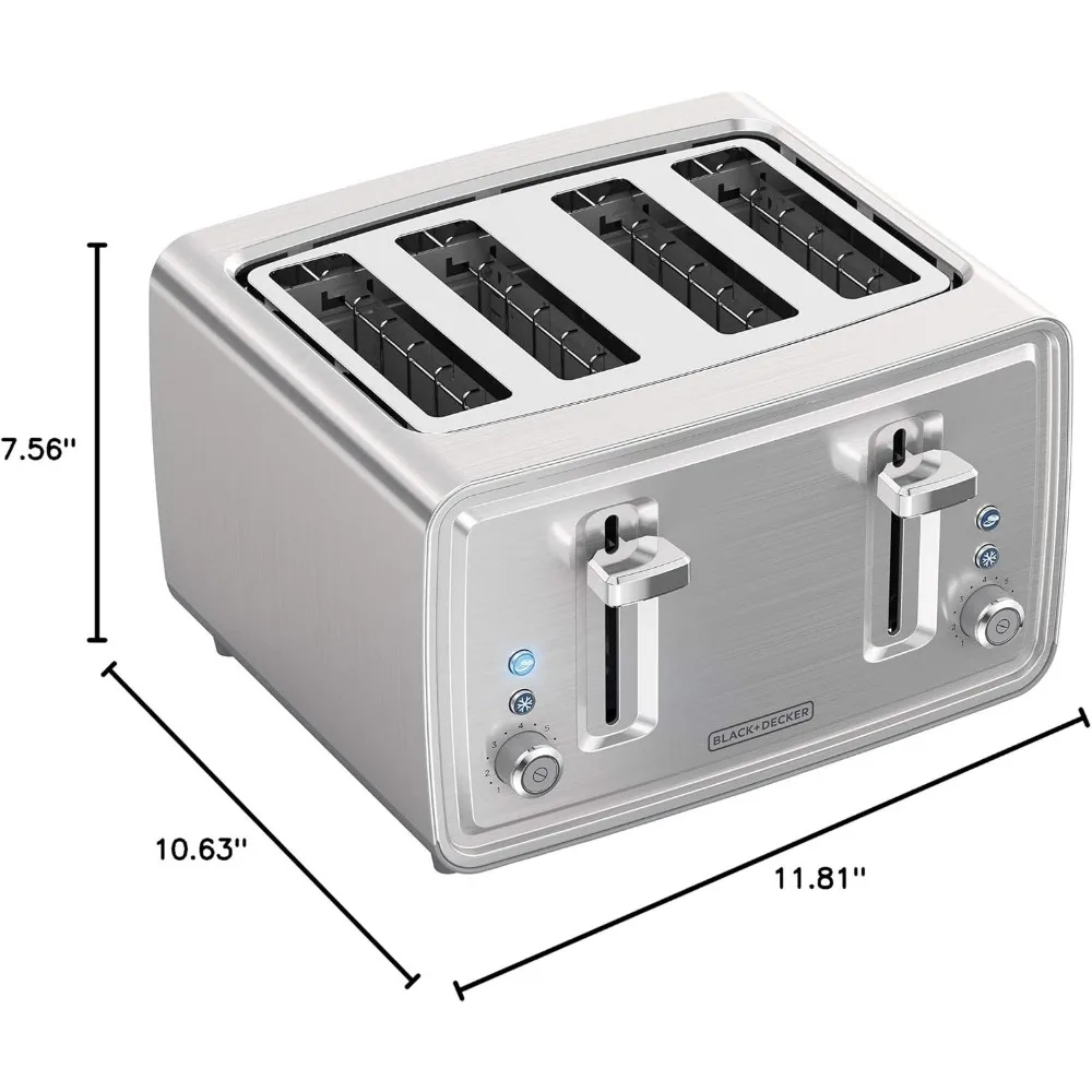 4-Slice Extra-Wide Toaster, 7 Shade Settings,Pull-Out Crumb Trays,Stainless Steel