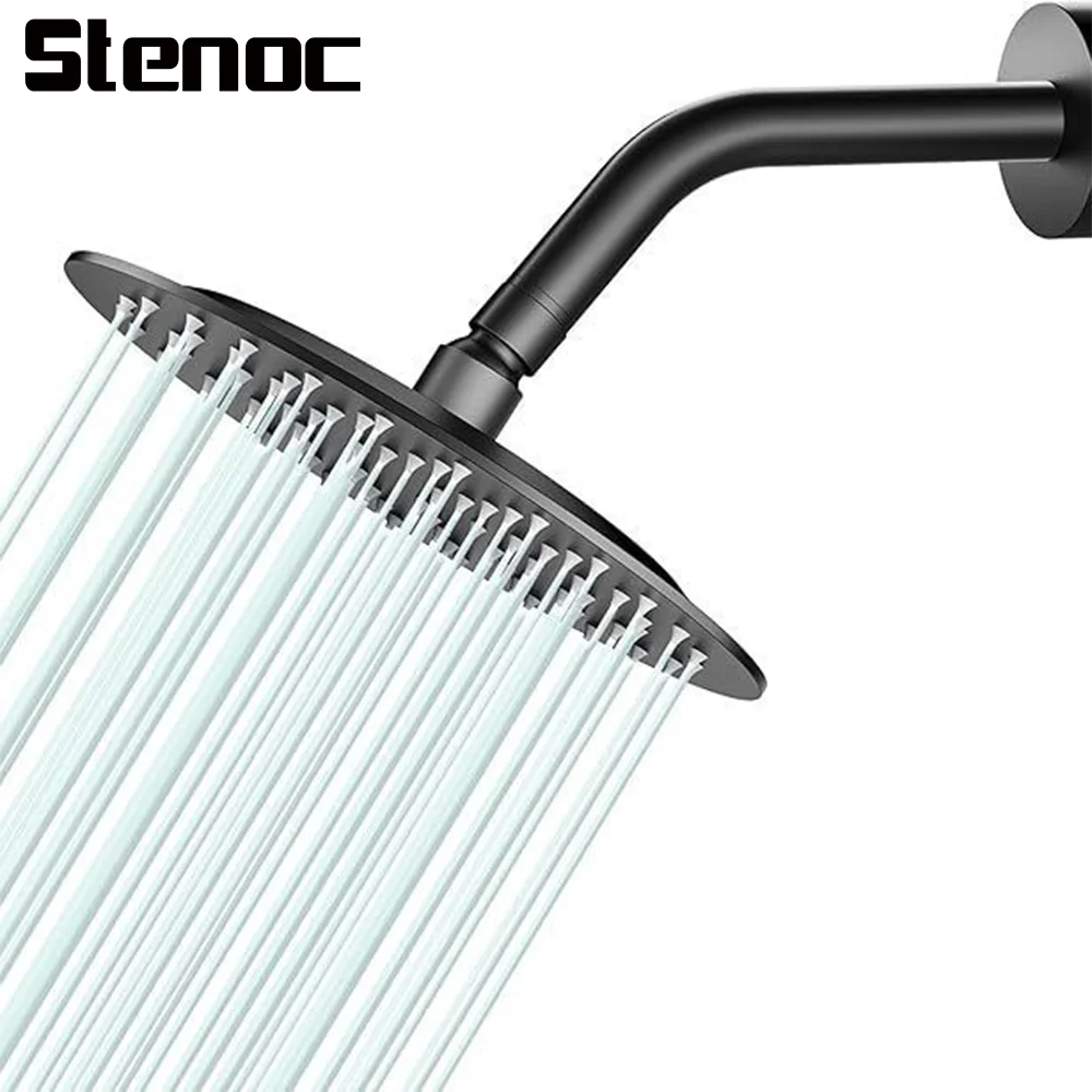 

Черная душевая лейка из нержавеющей стали 304 с эффектом водопада, высоким напором, высокой пропускной способностью, 8-дюймовая, круглая, с усиленной конструкцией для повышения давления