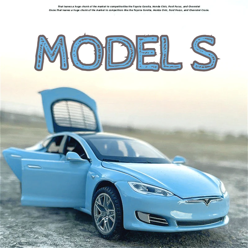 

Синяя модель S, модель автомобиля из сплава, настольный автомобиль, украшение, игрушка в подарок, 1:32