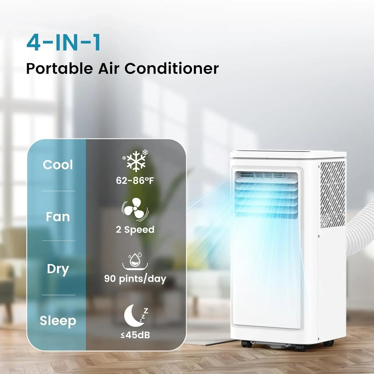 

8000 BTU Portable Air Conditioners, Portable AC Cool up to 350 Sq.Ft, 4 Modes Room Air Conditioner with Remote/LED Display