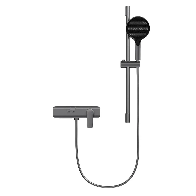 All-copper brushed nickel roofless spray shower set Small apartment shower brushed gold button mixing valve