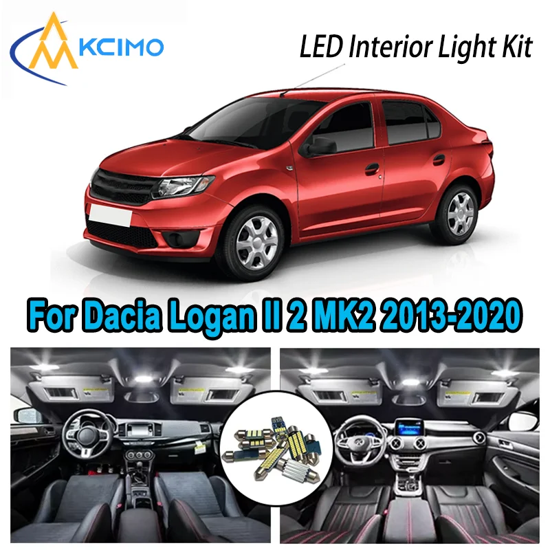 

High-Quality LED Interior Kit for Dacia Logan 2 MK2 2013-2020 2014 2015 2016 Premium Error-Free Dome Map Trunk Automotive Lamps