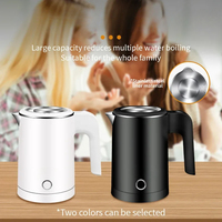 Small Electric Kettles Stainless Steel for Boiling Water 0.8L Travel Mini Hot Water Boiler Heater Double Wall Portable Teapot