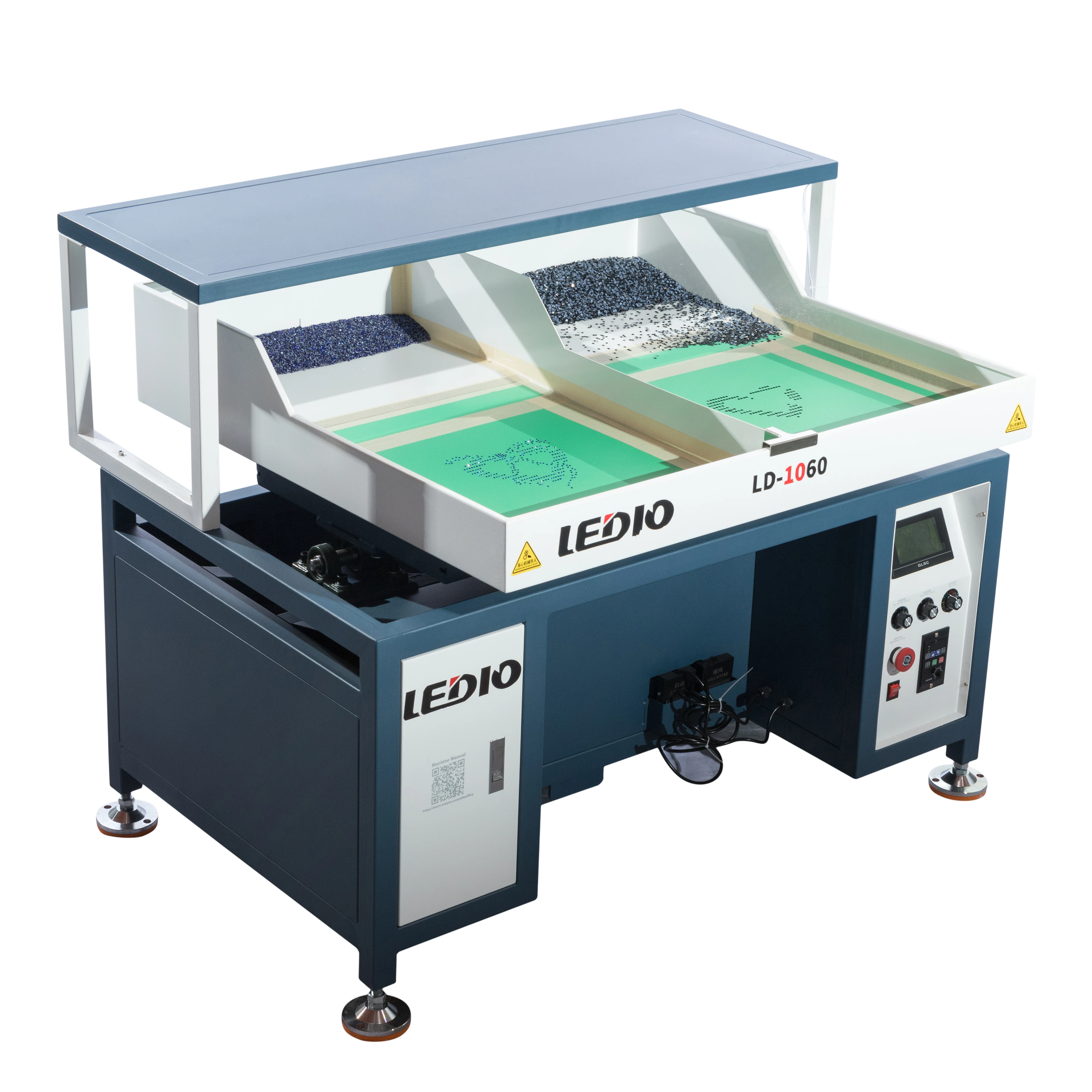 Ledio Automatic Stainless Steel PLC-controlled Garment Industry Rhinestone Shaking & Setting Machine 220V with Hotfix Transfer