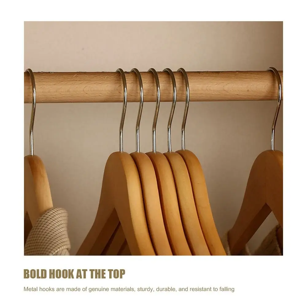 2PCS Trendy Solid Wood Clothes Rack Anti Slip Non Deformable Closet Storage Hook with Clip High-quality Household Clothes Hanger