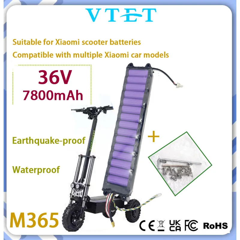 

VTET 2025 Suitable for Xiaomi home scooter M365 18650 36V 7800mAh lithium battery, with long range, shock and water resistance
