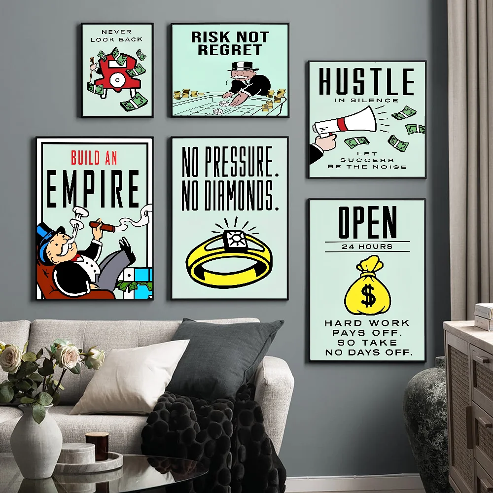 Monopoly Millionaire Dollar Anime Posters Sticky Waterproof Paper Sticker Coffee House Bar Kawaii Room Decor