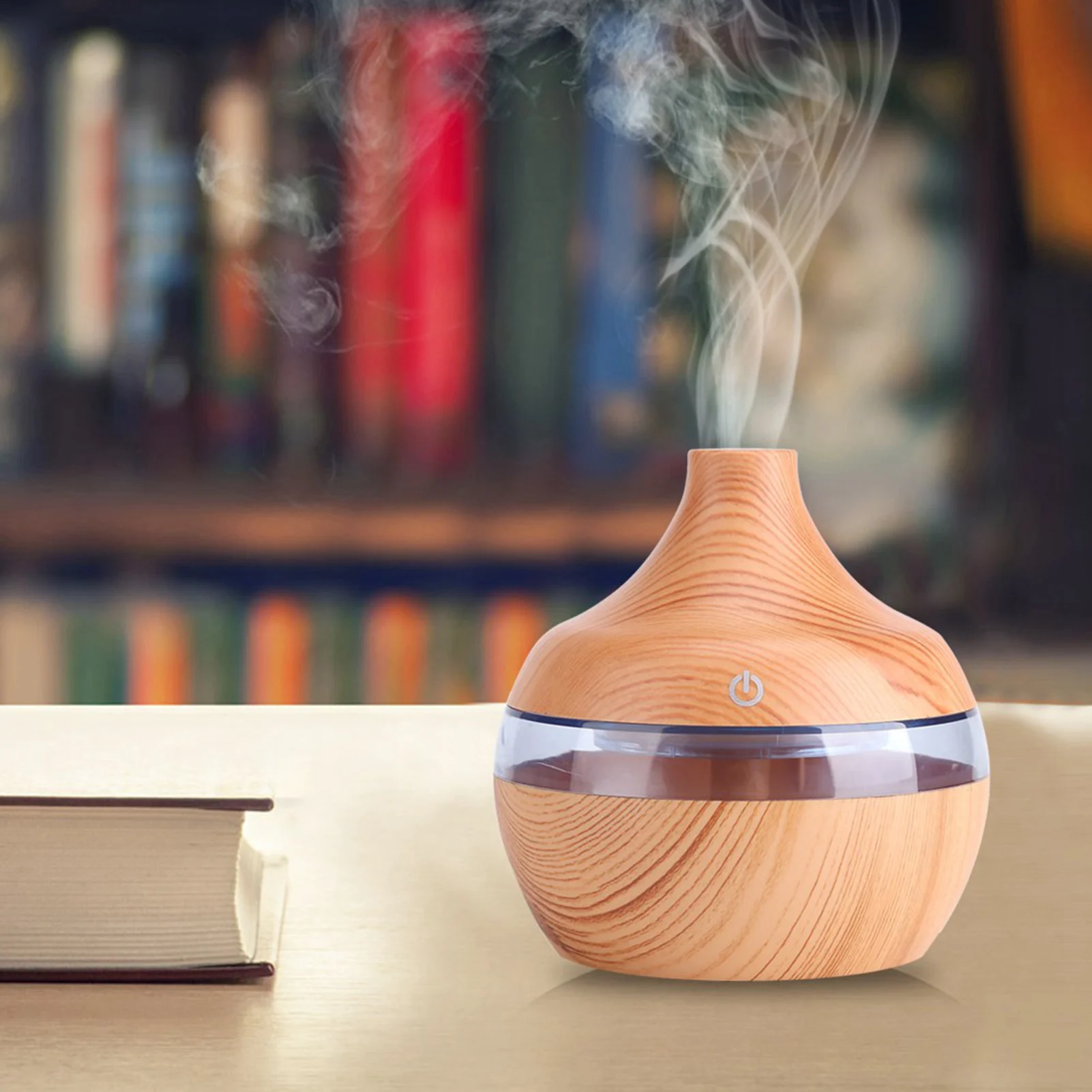 300ml Air Purifier Humidifier LED Touch Humidifier USB LED Touch Wood Grain Air Humidifier Purifier Oil Diffuser