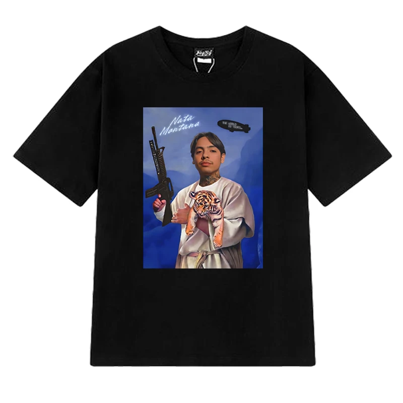 

Hot Rapper Natanael Cano Album Nata Montana short sleeve T-shirts Men Women vintage Hip Hop streetwear Unisex 100% Cotton Tops