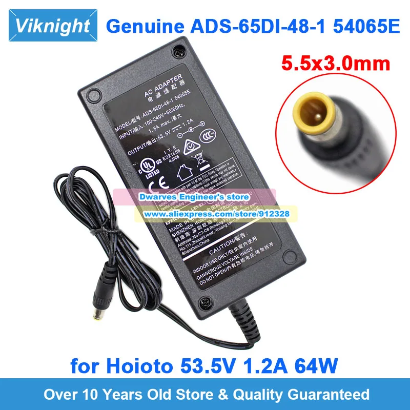 Genuine ADS-65DI-48-1 54065E AC Adapter 53.5V1.2A 64W Laptop Charger for Hoioto ADS-65DL-48-1 54065E 5.5x 3.0mm Tip Power Supply