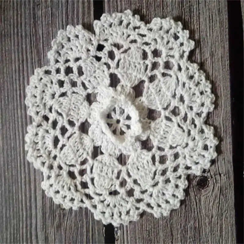 New Handmade Cotton Placemat Cup Coaster Mug Kitchen Christmas Round Table Place Mat Cloth Lace Crochet Tea Doily Dish Pan Pad