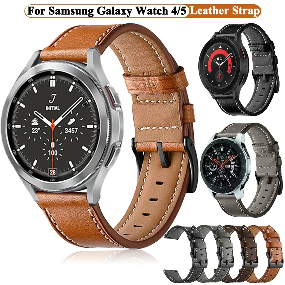 20mm Leather Strap For Samsung Galaxy Watch 5 Pro 45mm/4 Classic 46mm 42mm Bracelet Belt Watch 5/4 44mm 40mm Smart Watch Band