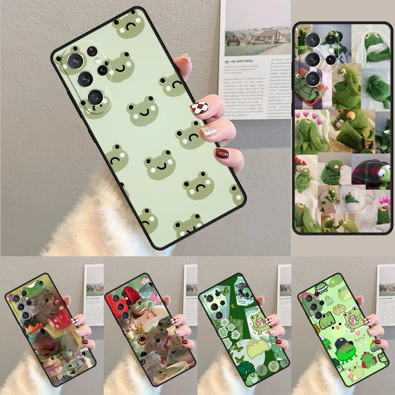 Cover For Samsung Galaxy S24 Ultra S21 S22 S8 S9 S10E Note 10 20 Plus FE S23 Cottagecore Aesthetic Collage Frog Phone case Coque